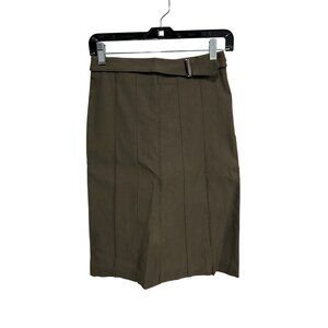Vintage LM Lulu Paris Belted Pencil Skirt Olive Green Sz XS Business Casual